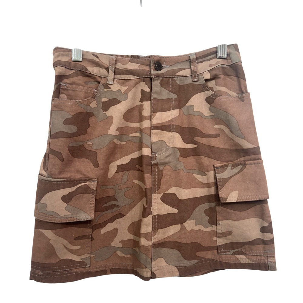 Camo Cargo Mini Skirt Womens XS Brown Utility Y2K Francescas Blue Rain NWT